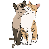 Hugging Cats drawing of two cats nuzzling each other